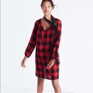 Madewell Buffalo Plaid Long Sleeved Dress Black/Red Size XXS